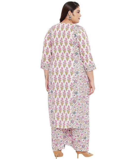 Tissu - Straight 100% Cotton Cream Women''s Stitched Salwar Suit ( Pack of 1 ) - None