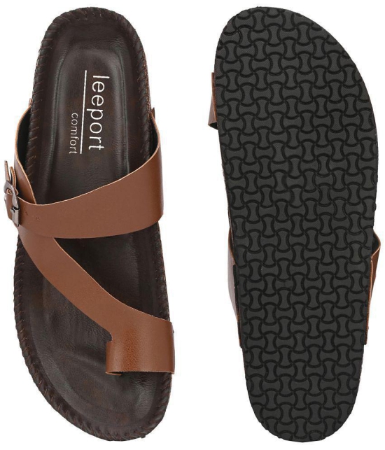 Leeport - Tan Mens Leather Slipper - None