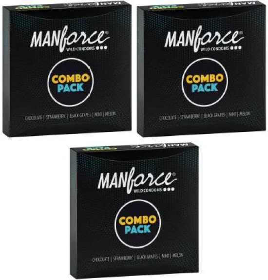 MANFORCE Combo Pack Chocolate Strawberry Coffee Black Grapes Melon Condom  20 Pcs x Pack of 3