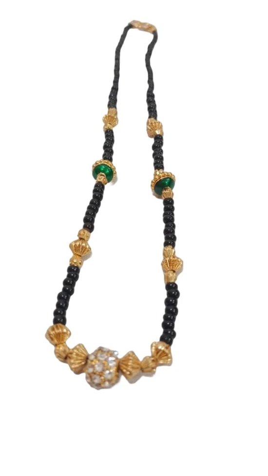 Black Beads Traditional Indian Mangalsutra Gold Plated Necklace for Women