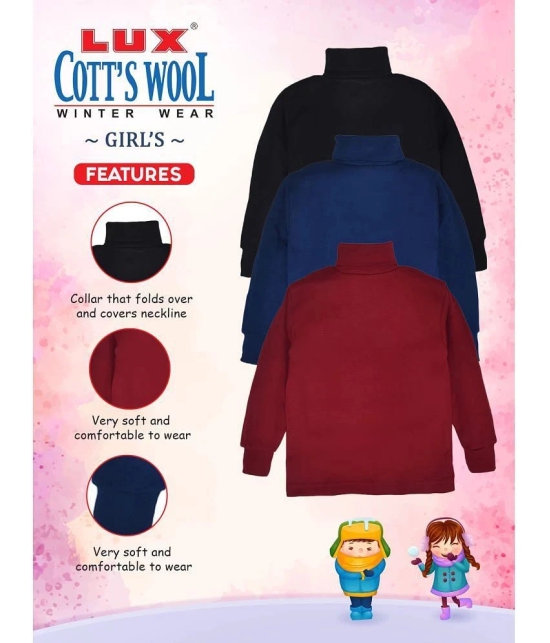 Lux Cottswool Girls Maroon Full Sleeves Pack of 1 Thermal Top - None