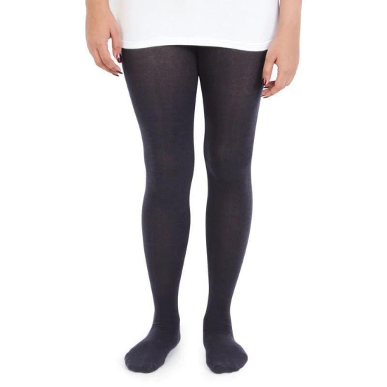 Plain Knitted Tights For Girls - Black Black 4-6 Years