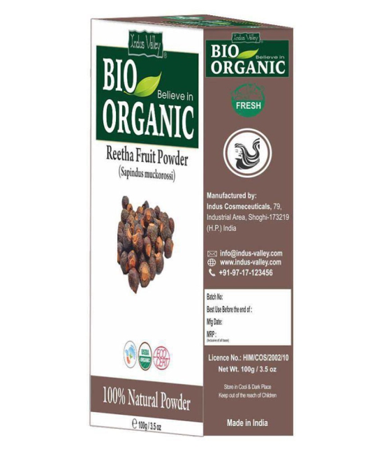 Indus Valley Bio Organic 100% Pure Reetha Powder - Set of 3 (300 g)