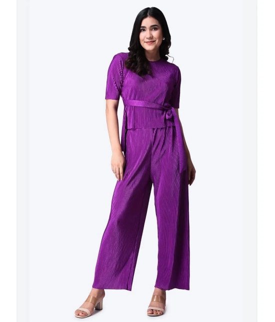 POPWINGS Purple Solid Pant Top Set - None