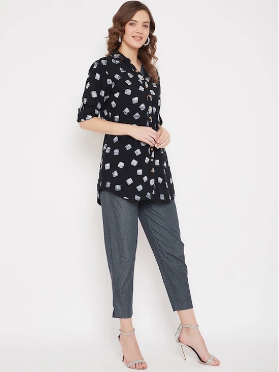 Women Black & Grey Printed Tunic with Trousers