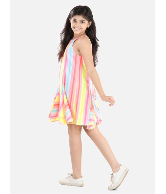 StyleStone Girls Multi Colour Striped Panel Dress - None