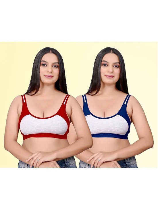 HAYA Pack of 2 Cotton Non Padded Womens Everyday Bra ( Multicolor ) Rima Sports D706 - None