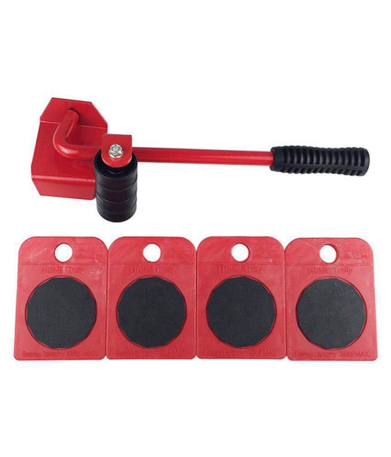 4 Mover Roller+1 Wheel Bar Furniture Transport Lifter Hand Tool Set(Red)