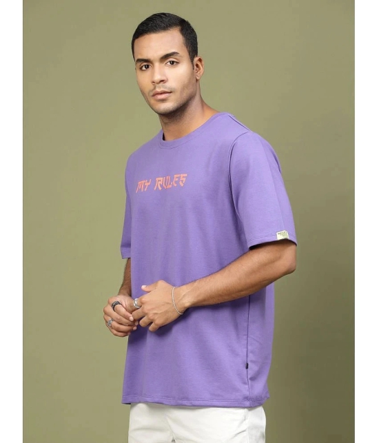 Rigo Cotton Blend Oversized Fit Printed Half Sleeves Mens T-Shirt - Purple ( Pack of 1 ) - None