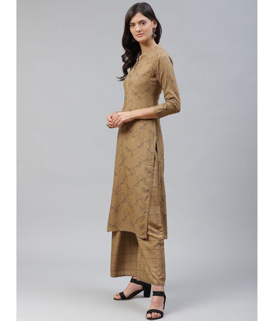 JC4U - Brown Straight Rayon Womens Stitched Salwar Suit ( Pack of 1 ) - None