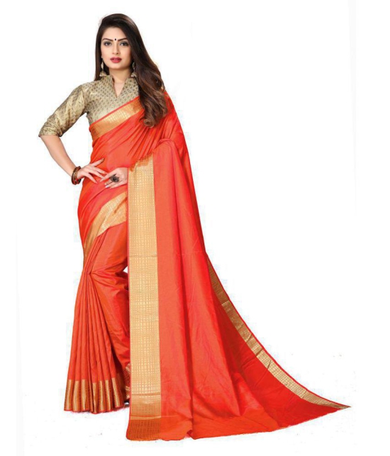 ofline selection - Orange Silk Blend Saree With Blouse Piece (Pack of 1)