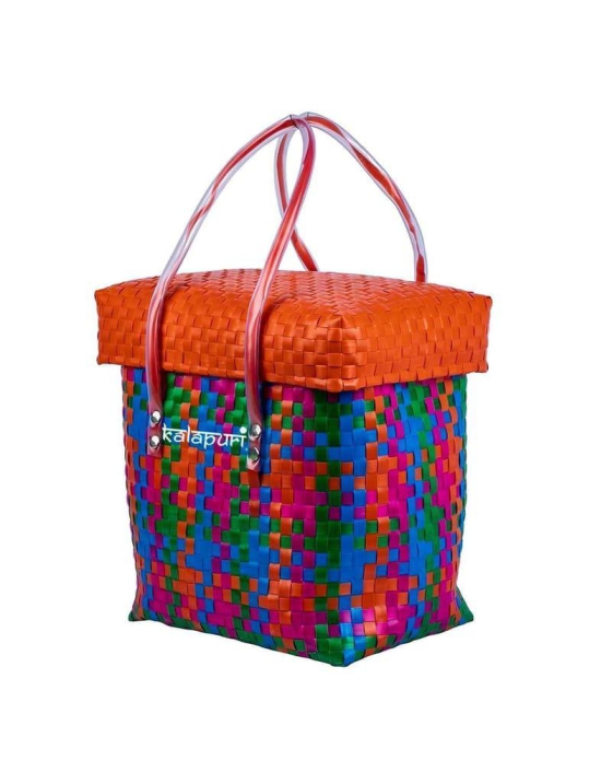 Handcrafted Colourful Basket with lid