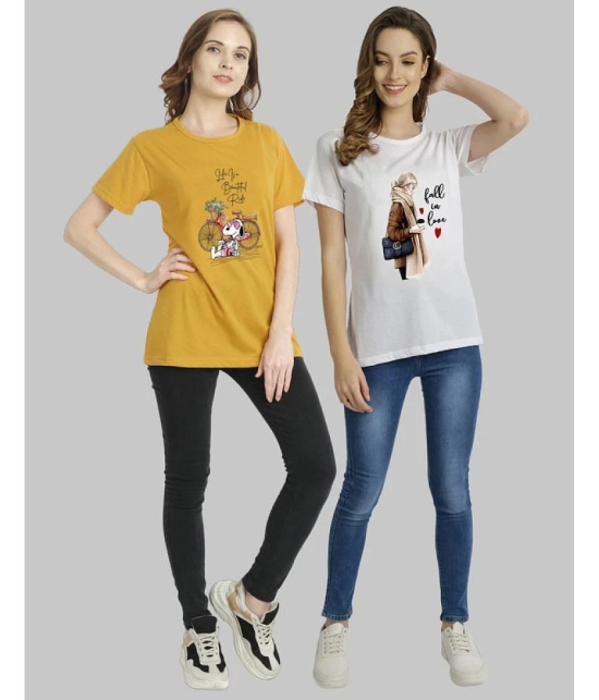 CHOZI - Multi Color Cotton Blend Regular Fit Womens T-Shirt ( Pack of 2 ) - None