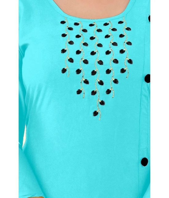 Kapadia - Turquoise Rayon Womens Straight Kurti ( Pack of 1 ) - None