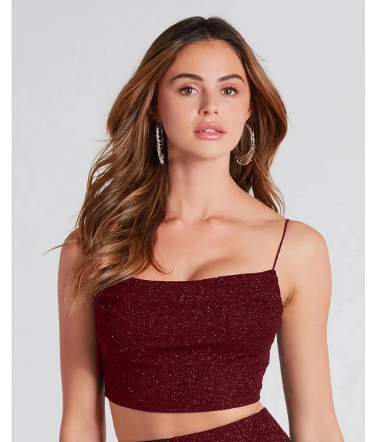 Addyvero Maroon Embellished Skirt Top Set - None