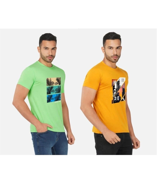 CHOZI Cotton Blend Regular Fit Printed Half Sleeves Mens T-Shirt - Multicolor ( Pack of 2 ) - None