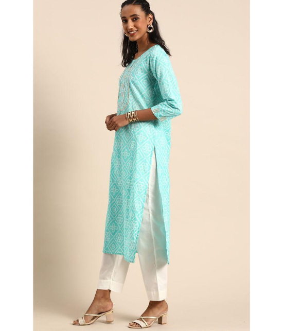 Rajnandini - Blue 100% Cotton Women's Straight Kurti ( Pack of 1 ) - None