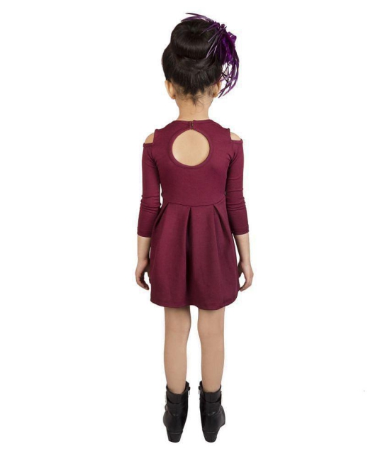 Addyvero Girls Cut Shoulder Maroon Party Dress - 4-5 Years