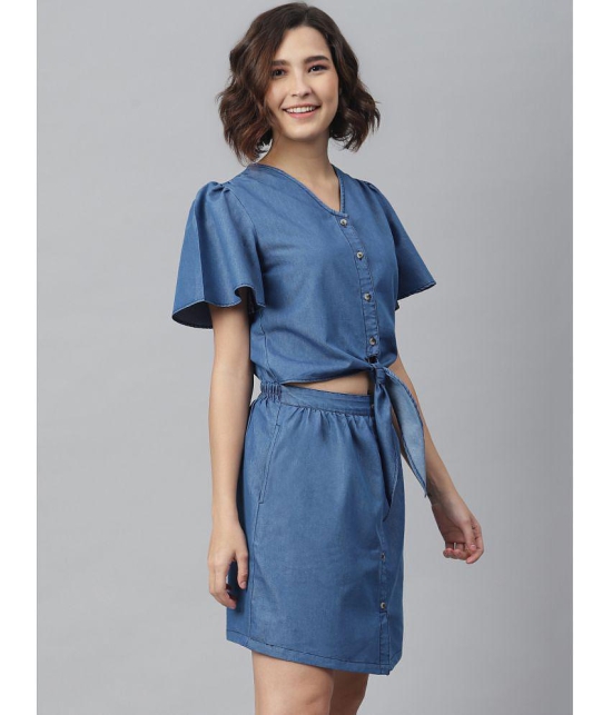 StyleStone Denim Blue Shirt Dress - Single - S