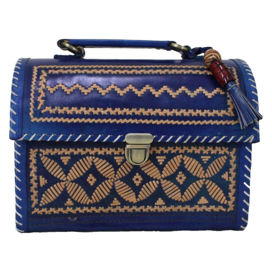 Garvi Gurjari (A Gujarat Govt Enterprise Handcrafted Kutchi Leather Sling Box Bag (GGCMLBB11)