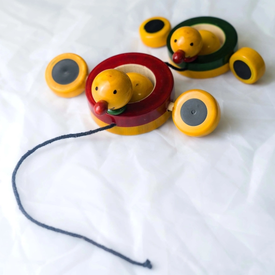 Channapatna Wooden Peddling Duo Duck Toy-