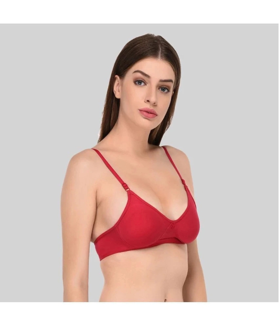 Elina Cotton Non Padded Womens Everyday Bra ( Red ) - 36B