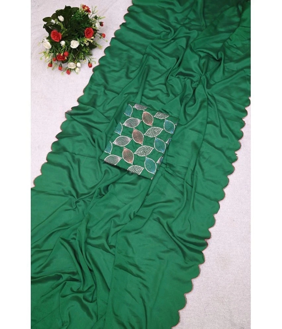 A TO Z CART Chiffon Embellished Saree With Blouse Piece - Green ( Pack of 1 ) - Green