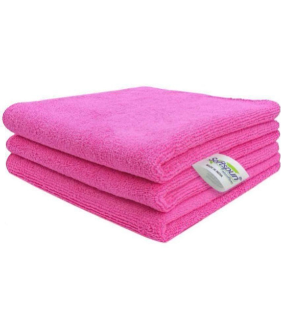 SOFTSPUN - Microfibre Hand Towel ( 48x36 ) cm 301-350 -GSM ( Pack of 3 ) Pink - Pink