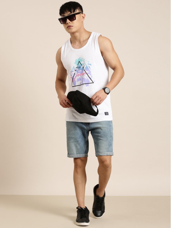 JOVEN Men Ivory Printed Innerwear Vest-L / Ivory