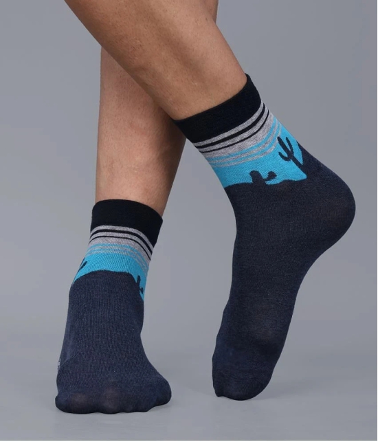 Dollar - Cotton Mens Printed Blue Low Ankle Socks ( Pack of 3 ) - Blue