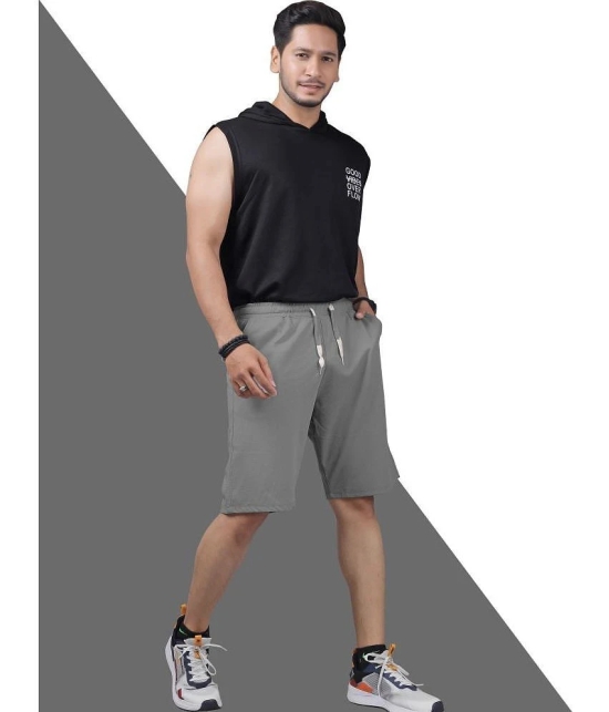 Septem Medium Grey Cotton Blend Mens Gym Shorts ( Pack of 2 ) - None