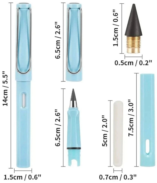 Everlasting Pencil Unlimited Inkless Pencil,Reusable Everlasting Pen with Eraser Nibs,Erasable Infinite Pens for Student Artist Writing Drawing pack of 2