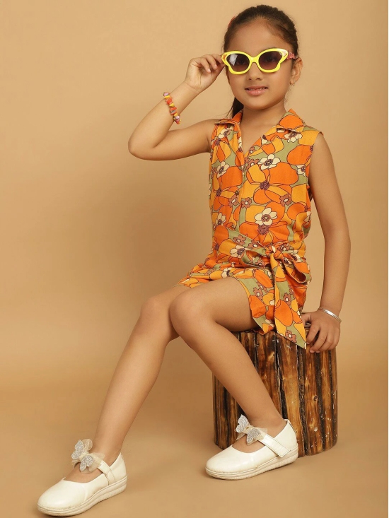 MINI & MING Girls Printed Sleeveless Playsuit