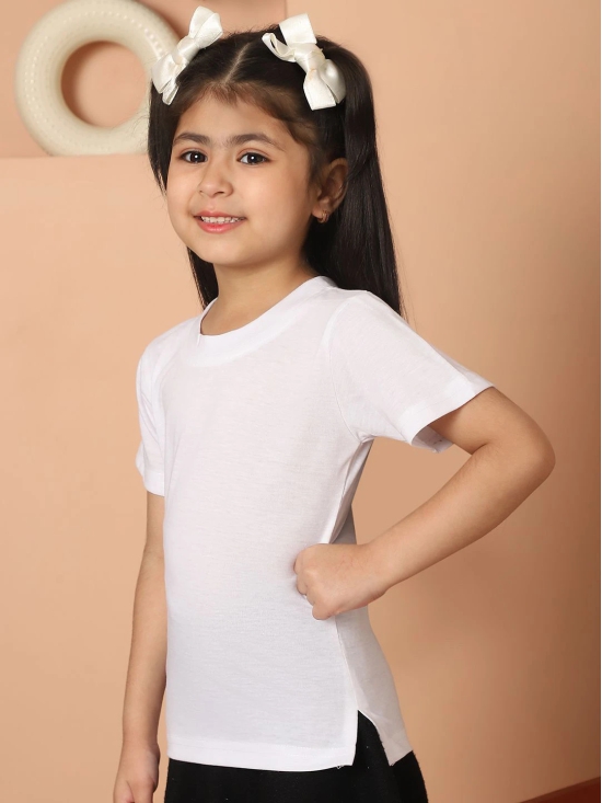 MINI & MING Girls Solid Round Neck Pure Cotton T-shirt