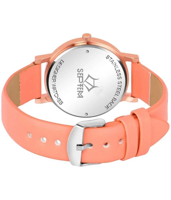 Septem Peach Leather Analog Womens Watch