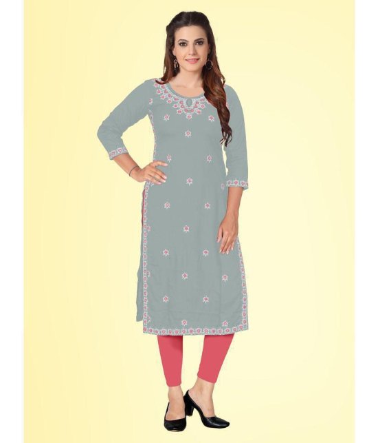 Kapadia - Grey Rayon Womens Straight Kurti ( Pack of 1 ) - None