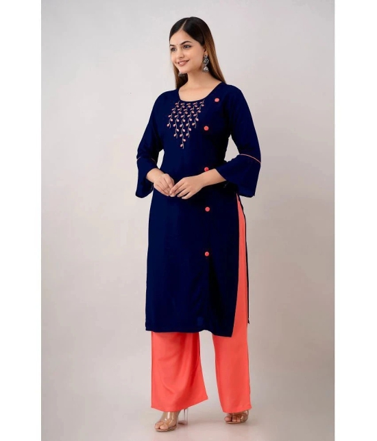 Kapadia - Navy Blue Rayon Womens Straight Kurti ( Pack of 1 ) - None