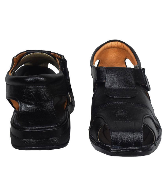 IndiForce Black Leather Sandals - 6