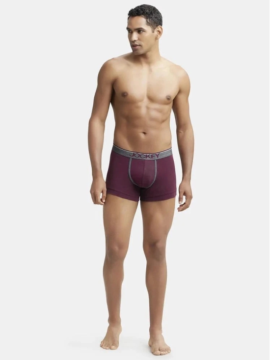 Jockey 8015 Men Super Combed Cotton Rib Solid Trunk with Ultrasoft Waistband - Wine Tasting - None