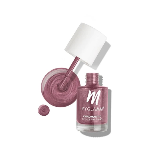 MyGlamm Chromantic Metallic Nail Enamel - Geisha (Dark Pink Shade) | Chamical Free, Chrome Finish & Long Lasting Nail Polish (10ml)