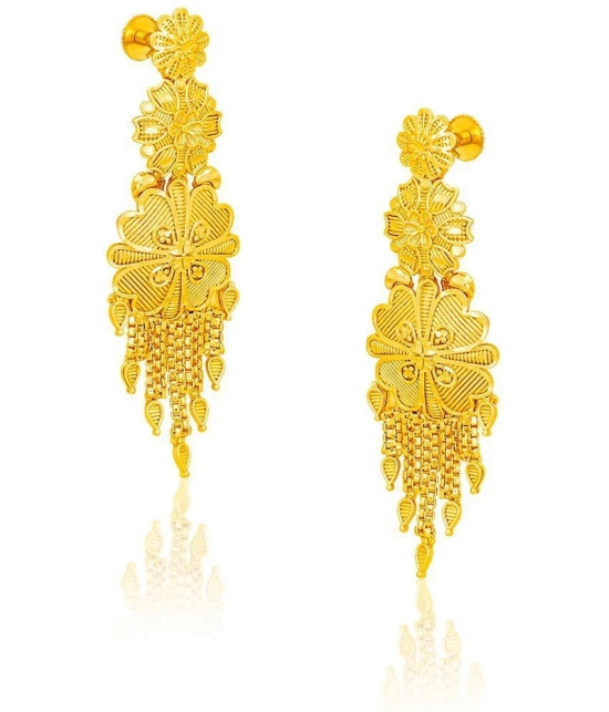 LUV FASHION Golden Chandelier Earrings ( Pack of 1 ) - Golden