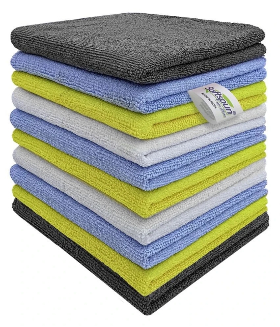 SOFTSPUN B Quality Microfiber Cloth - Going Cheap! 10 pcs - 30X40 cms - 280 GSM - Assorted Colour - Thick Lint & Streak-Free Multipurpose Cloths - for Car Bike Cleaning Polishing Washing & D