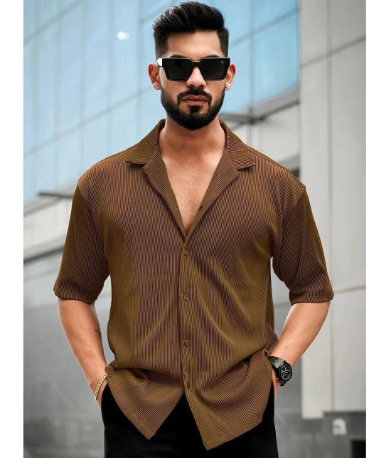 clafoutis Lycra Relaxed Fit Self Design 3/4th Sleeves Mens Polo T Shirt - Brown ( Pack of 1 ) - None