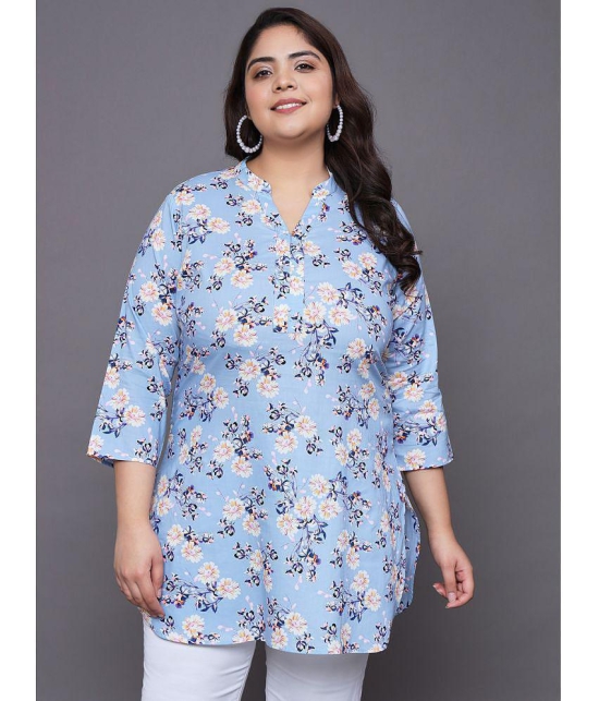 Tissu Cotton Printed Straight Women's Kurti - Blue ( Pack of 1 ) - None