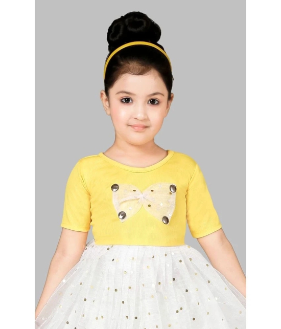 Coxxup Yellow Net Girls Fit And Flare Dress ( Pack of 1 ) - None