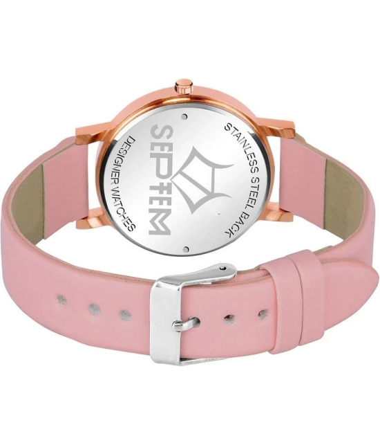 Septem Pink Leather Analog Womens Watch