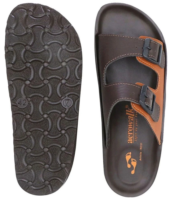 Aerowalk Brown Mens Slide Flip Flop - None