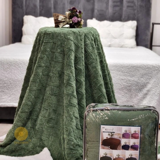 Premium Quality Sherpa Blanket - Double/Single-Single / Green