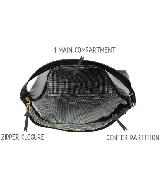 Enoki - Black Faux Leather Hobo Bag - Black