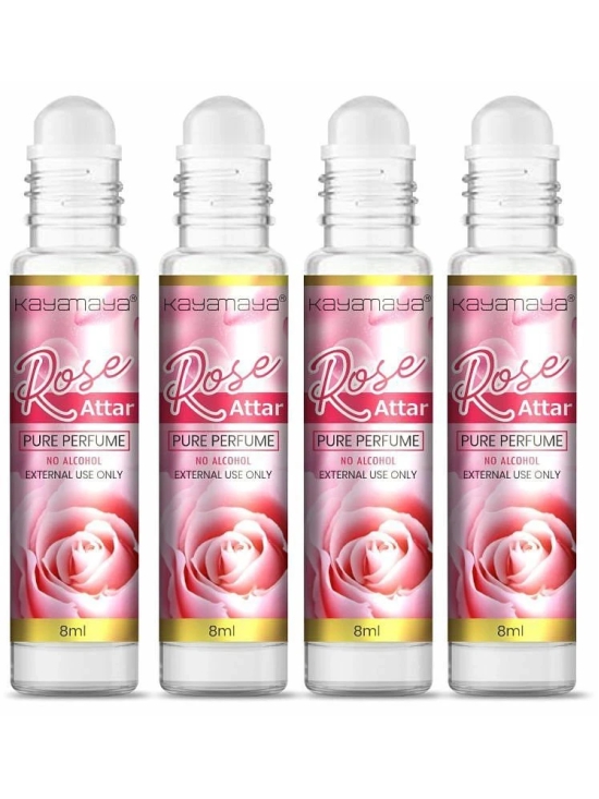 Rose Attar Perfume for Unisex - Pure, Natural Undiluted | Floral Attar - Pack of 4